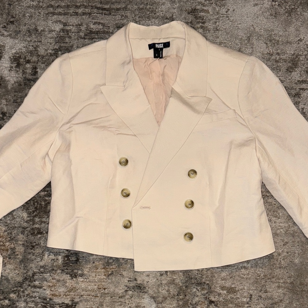PAIGE Off-White Double-Breasted Blazer